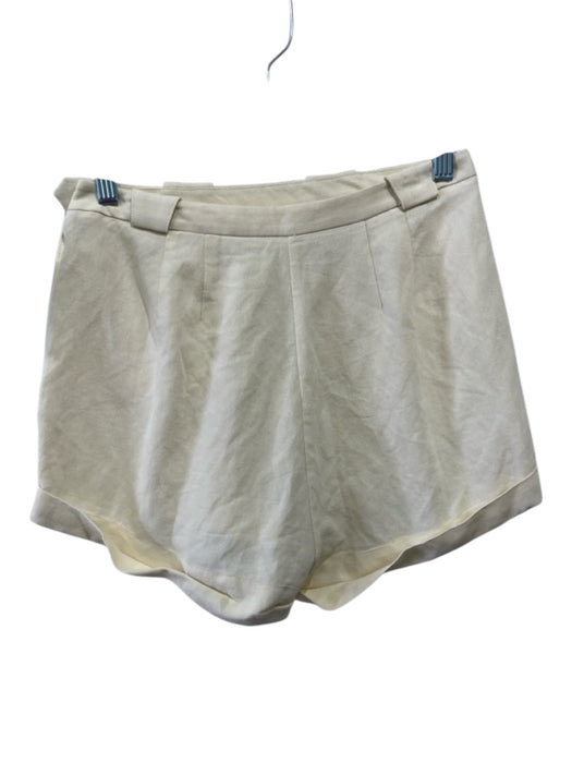 Doen Size 2 Cream White Viscose Blend Button Detail Cuffed Slit Pockets Shorts Cream White / 2