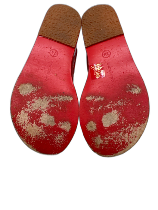 Ancient Greek Sandals Shoe Size 36 Red Leather Upper Criss Cross Strappy Sandals Red / 36