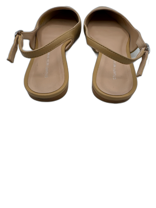 Stuart Weitzman Shoe Size 6.5 Beige Leather Upper Pointed Toe Ankle Buckle Flats Beige / 6.5