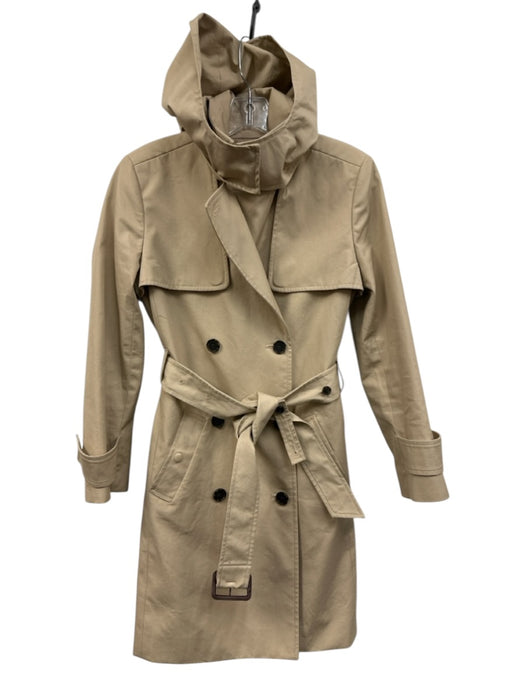 J Crew Size 2P Beige Cotton Long Sleeve Double Breast Detachable Hood Jacket Beige / 2P