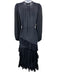 Zimmermann Size 0 Navy Blue Silk Blend Long Sleeve Seersucker Ruffles Maxi Dress Navy Blue / 0