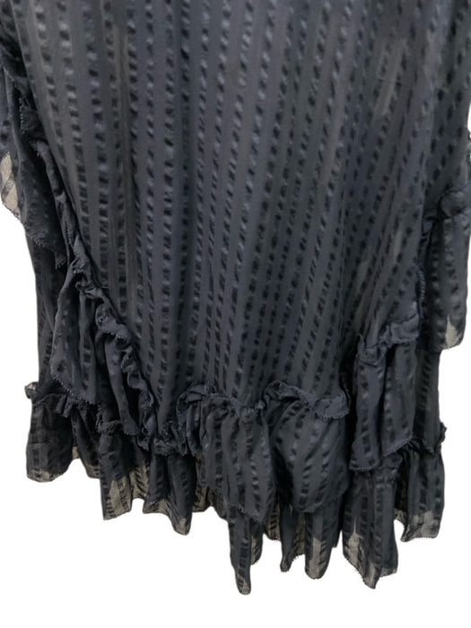 Zimmermann Size 0 Navy Blue Silk Blend Long Sleeve Seersucker Ruffles Maxi Dress Navy Blue / 0