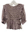Sea New York Size XS Purple, Brown, White Cotton Half Puff Sleeve Floral Top Purple, Brown, White / XS