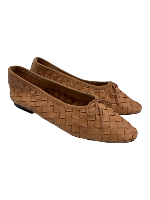 Loeffler Randall Shoe Size 6 Light Tan Leather Almond Toe Woven Bow Detail Flats Light Tan / 6