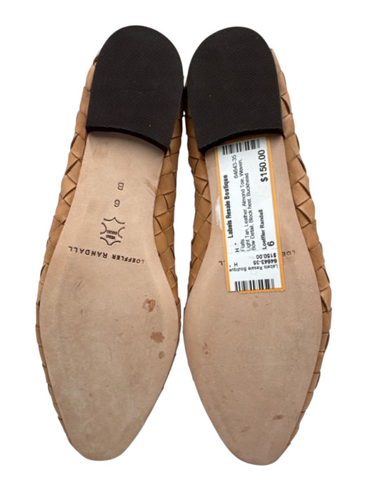 Loeffler Randall Shoe Size 6 Light Tan Leather Almond Toe Woven Bow Detail Flats Light Tan / 6