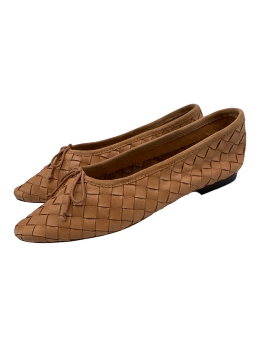 Loeffler Randall Shoe Size 6 Light Tan Leather Almond Toe Woven Bow Detail Flats Light Tan / 6