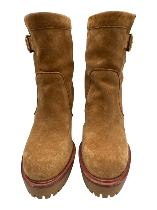 Veronica Beard Shoe Size 6 Brown Suede Upper Round Toe Buckle Platform Booties Brown / 6