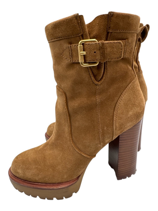 Veronica Beard Shoe Size 6 Brown Suede Upper Round Toe Buckle Platform Booties Brown / 6