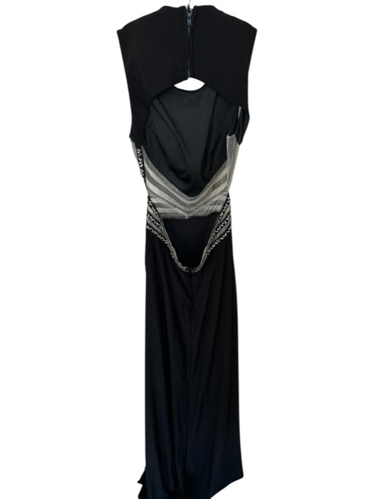 Blondie Size 3 Black & Silver High Neck Rhinestone Detail Gown Black & Silver / 3