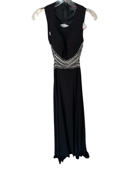 Blondie Size 3 Black & Silver High Neck Rhinestone Detail Gown Black & Silver / 3