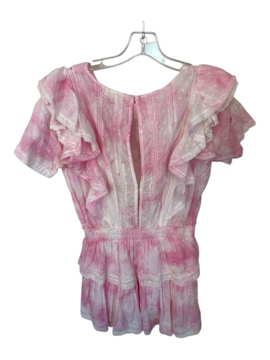 Loveshackfancy Size M Pink & White Cotton Flutter Sleeves Tie Dye Dress Pink & White / M
