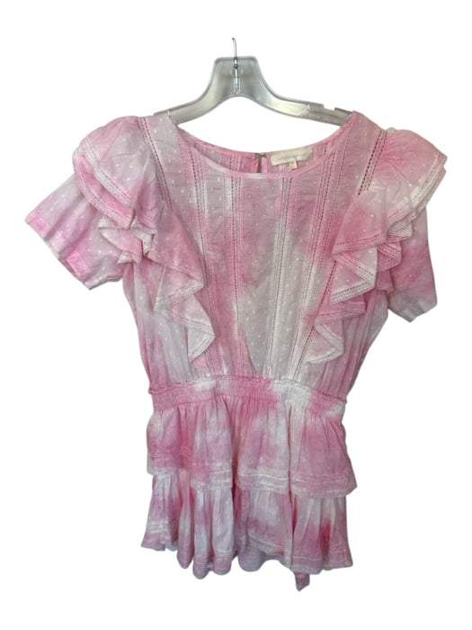 Loveshackfancy Size M Pink & White Cotton Flutter Sleeves Tie Dye Dress Pink & White / M