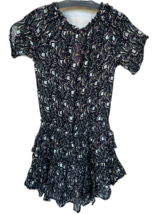 Loveshackfancy Size S Purple & Black Cotton Short Sleeve Botanical Dress Purple & Black / S