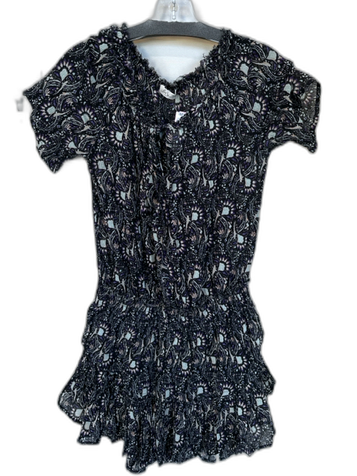 Loveshackfancy Size S Purple & Black Cotton Short Sleeve Botanical Dress Purple & Black / S