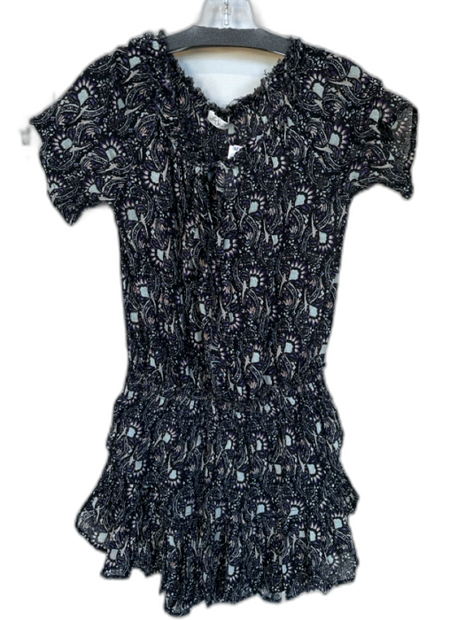 Loveshackfancy Size S Purple & Black Cotton Short Sleeve Botanical Dress Purple & Black / S