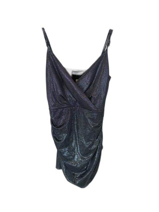 Ramy Brook Size 4 Black & Silver Polyester Blend Spaghetti Strap Metallic Dress Black & Silver / 4