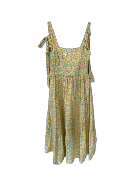 Hyacinth House Size S Yellow & Blue Cotton Tie Straps Flowers Maxi Dress Yellow & Blue / S
