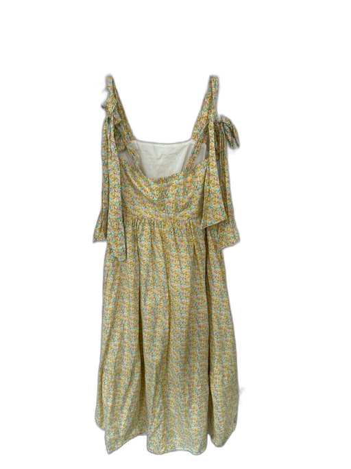 Hyacinth House Size S Yellow & Blue Cotton Tie Straps Flowers Maxi Dress Yellow & Blue / S