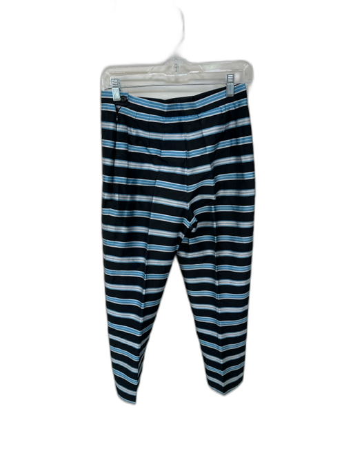 Celine Size 38 Black & Blue Silk Side Zip Striped Pants Black & Blue / 38