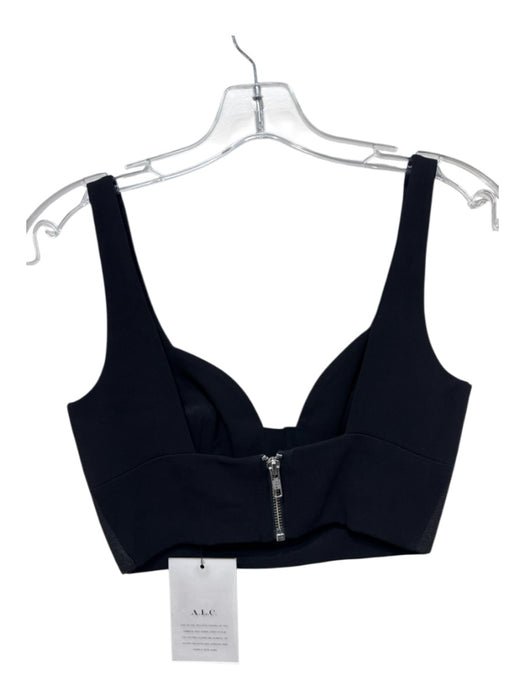 A.L.C. Size 0 Black & Gray Viscose Blend Sleeveless Elastic Paneled Bra Top Black & Gray / 0