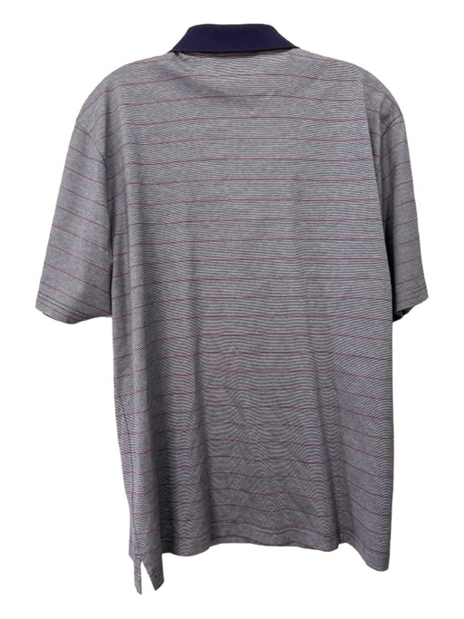 Clubhouse Collection Size M Purple & Gray Cotton Striped Collared Short Sleeve M