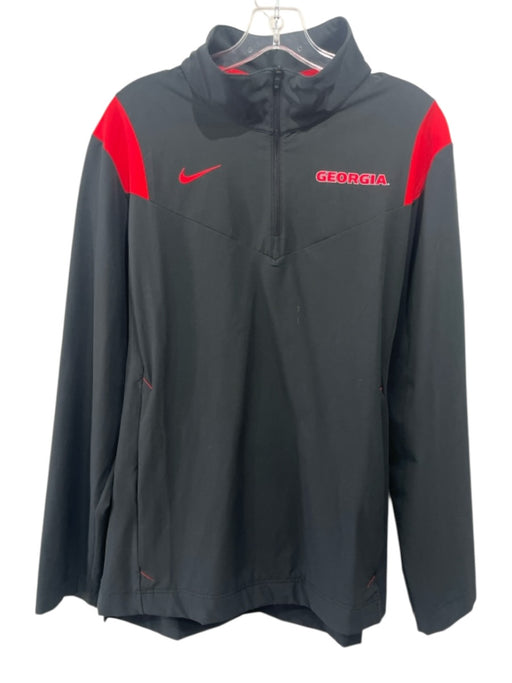 Nike Size M Black & Red Synthetic UGA Quarter Zip Men's Jacket Black & Red / M