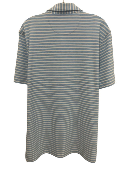 Masters Tech Size M Blue & Gray Synthetic Striped Polo Men's Short Sleeve Blue & Gray / M