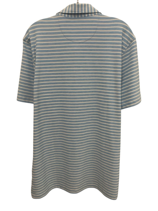 Masters Tech Size M Blue & Gray Synthetic Striped Polo Men's Short Sleeve Blue & Gray / M