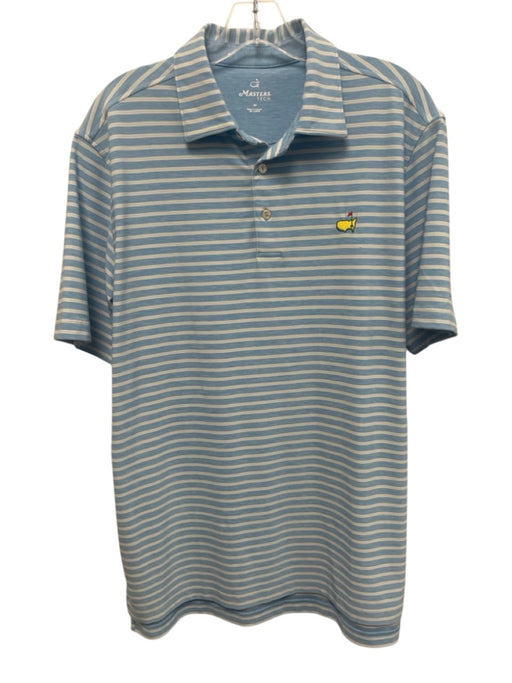 Masters Tech Size M Blue & Gray Synthetic Striped Polo Men's Short Sleeve Blue & Gray / M