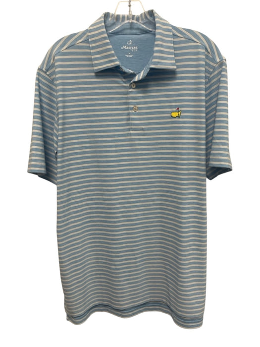 Masters Tech Size M Blue & Gray Synthetic Striped Polo Men's Short Sleeve Blue & Gray / M