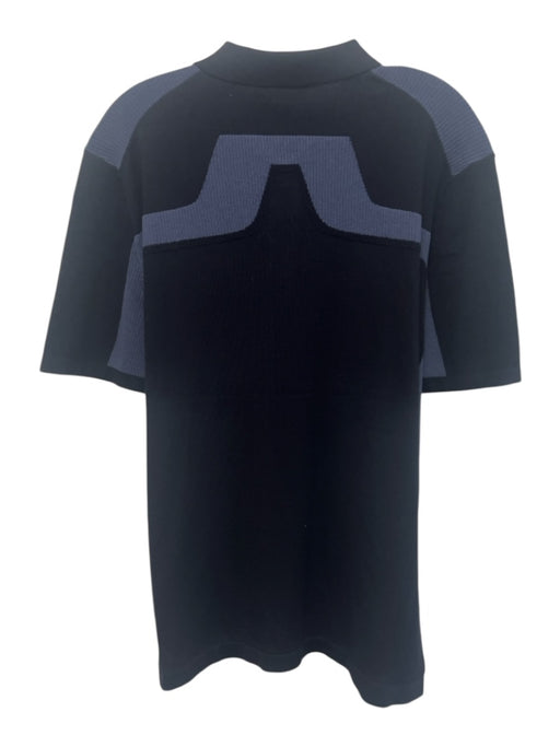J Lindeberg NWT Size L Navy & Light Blue Cotton Blend Knit Polo Short Sleeve Navy & Light Blue / L