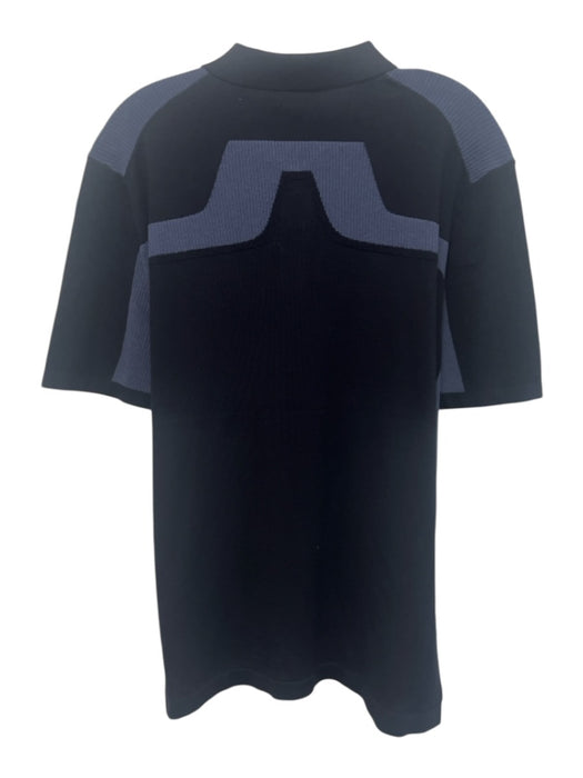 J Lindeberg NWT Size L Navy & Light Blue Cotton Blend Knit Polo Short Sleeve Navy & Light Blue / L