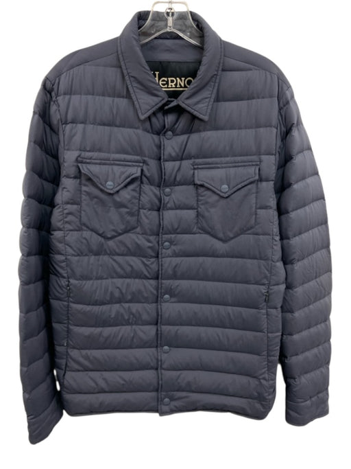 Herno Size 50 Blue Synthetic Puffer Snap Buttons Men's Jacket Blue / 50