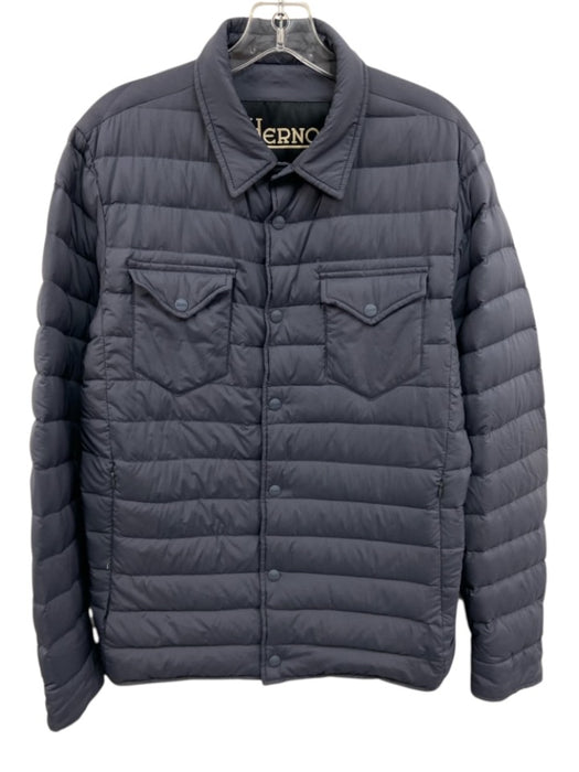 Herno Size 50 Blue Synthetic Puffer Snap Buttons Men's Jacket Blue / 50