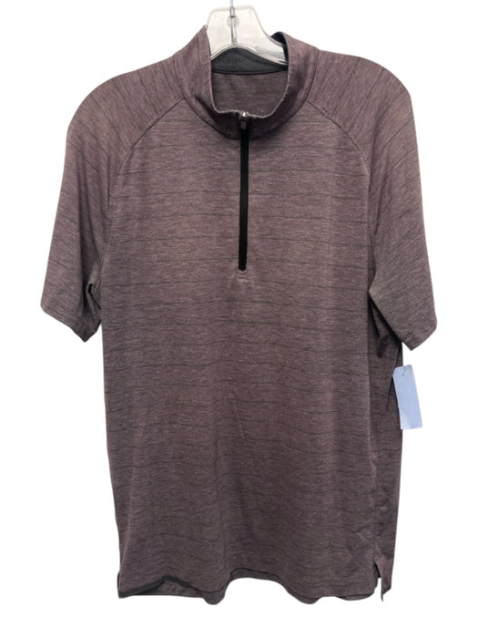 Lululemon Size Est L Red Synthetic Striped Polo Athleisure Men's Short Sleeve Red / Est L