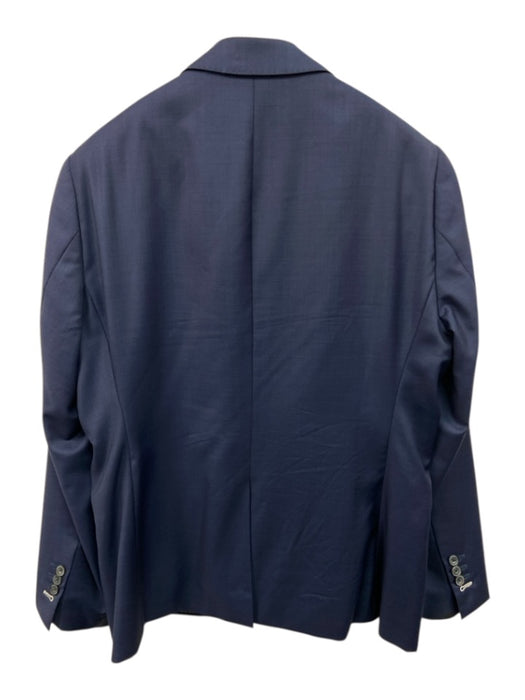 J Hilburn Blue Solid 2 Button Men's Suit Blue / Est M