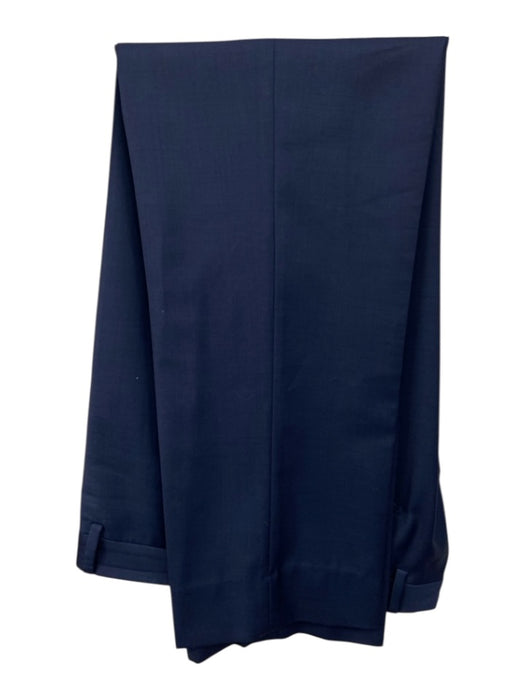 J Hilburn Blue Solid 2 Button Men's Suit Blue / Est M