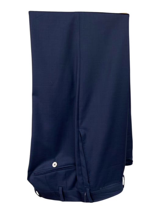 J Hilburn Blue Solid 2 Button Men's Suit Blue / Est M