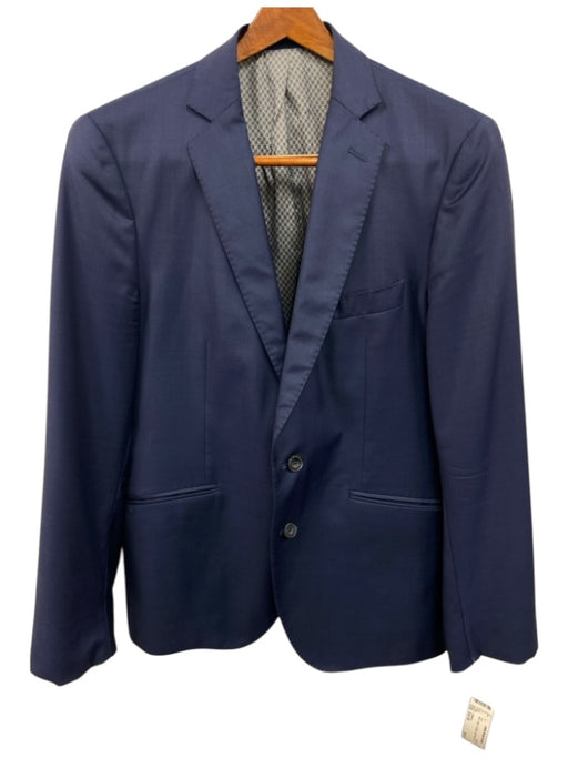 J Hilburn Blue Solid 2 Button Men's Suit Blue / Est M