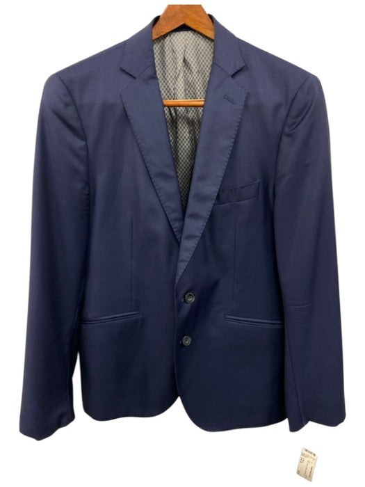 J Hilburn Blue Solid 2 Button Men's Suit Blue / Est M