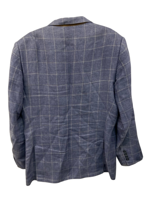 J Hilburn Blue & White Plaid 2 Button Men's Blazer Blue & White / Est M