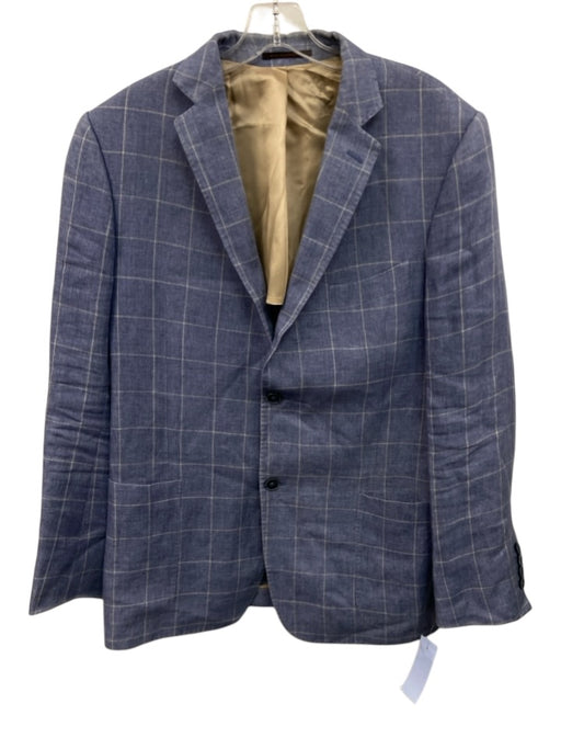 J Hilburn Blue & White Plaid 2 Button Men's Blazer Blue & White / Est M