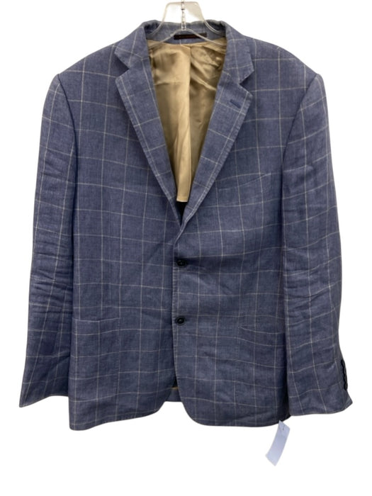 J Hilburn Blue & White Plaid 2 Button Men's Blazer Blue & White / Est M