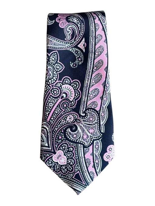 Ralph Lauren Purple Black, Pink & White Silk Paisley Men's Tie Black, Pink & White