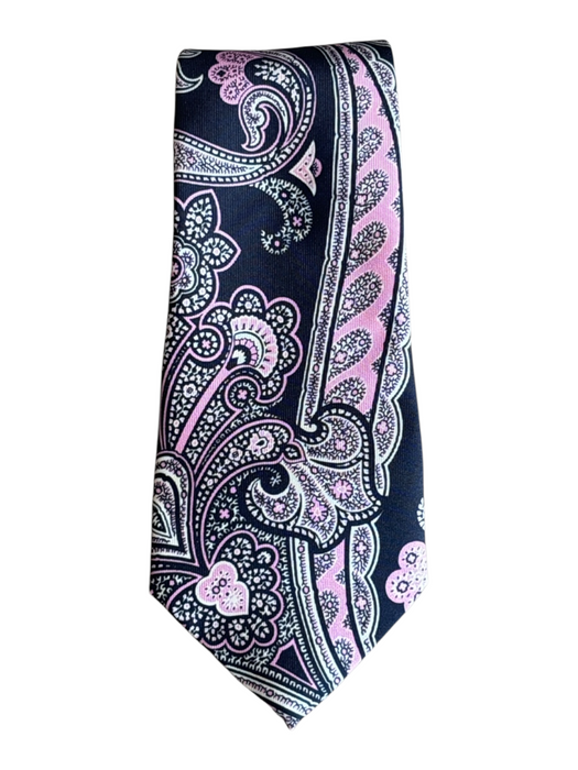 Ralph Lauren Purple Black, Pink & White Silk Paisley Men's Tie Black, Pink & White