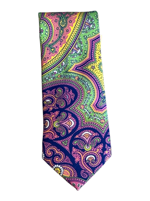 Seaward & Stearn Green & Multi Silk All Over Print Men's Tie Green & Multi