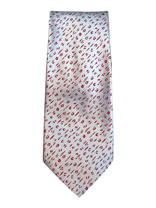 Charvet Silver & Red Silk All Over Print Men's Tie Silver & Red