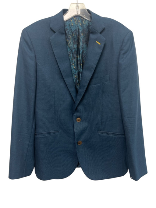 J Hilburn Blue Solid 2 Button Men's Blazer Blue / Est L
