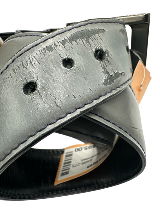 Ferragamo AS IS Gray Leather Solid Men's Belt Gray