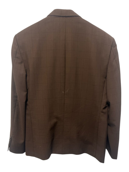 Saks Fifth Ave Brown Plaid 2 Button Men's Suit Brown / Est L